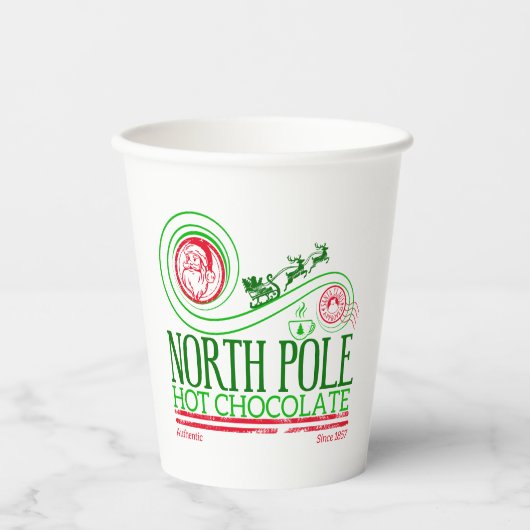 Gobelets En Papier Santa Clause Pôle Nord Chocolat chaud (Recto)