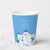 Gobelets En Papier Santorin Destination Mariage de l'île grecque (Verso)