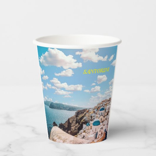 Gobelets En Papier Santorin, Grèce Beach House (Recto)