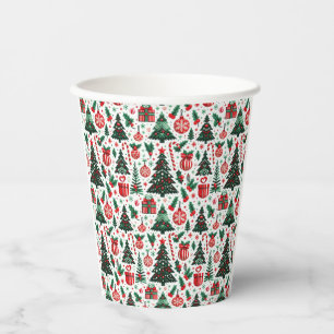 Gobelets En Papier Sapin de Noël, cadeaux, canne de bonbon