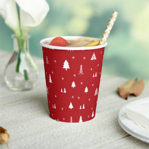 Gobelets en papier sapins de Noël et flocons de ne