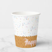 Gobelets En Papier Saupoudrer et crème glacée blanche Anniversaire (Recto)