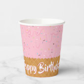 Gobelets En Papier Saupoudrer et crème glacée rose Anniversaire (Gauche)