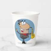 Gobelets En Papier Saxophone Player Musicien (Recto)