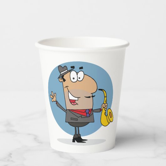 Gobelets En Papier Saxophone Player Musicien (Recto)