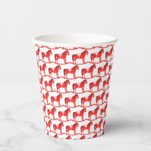 Gobelets En Papier Scandinave Noël Cheval Rocking Motif
