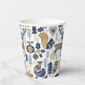 Gobelets En Papier Scandinavie Woodland Animaux Snowflakes Noël (Recto)