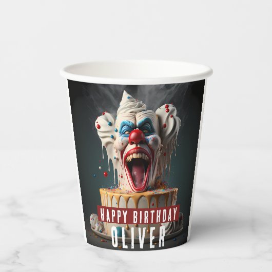 Gobelets En Papier Scary clown thème Anniversaire (Verso)
