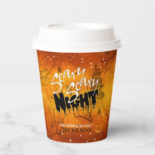 Gobelets En Papier Scary Scary Night Halloween Orange ID946 (Recto)