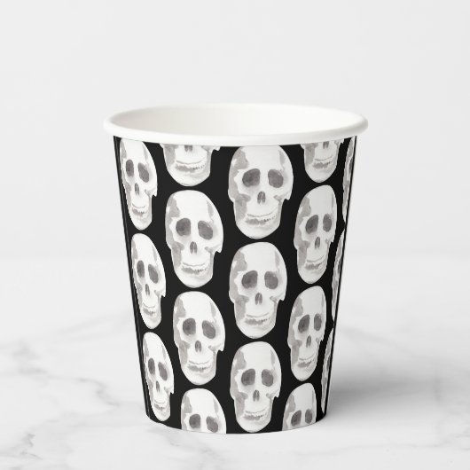 Gobelets En Papier Scary Scull Black & White Pattern (Verso)