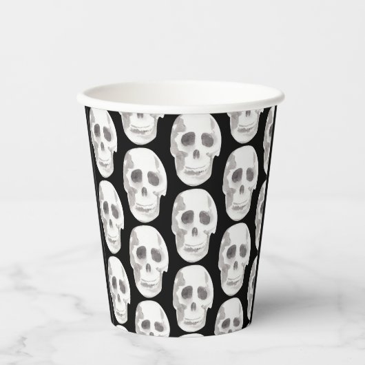 Gobelets En Papier Scary Scull Black & White Pattern (Recto)
