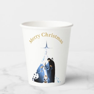 Gobelets En Papier Scène de la Nativité Joyeux voeux de Noël
