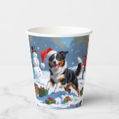 Gobelets En Papier Scène de Noël australienne Kelpie (Recto)