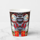 Gobelets En Papier Scène de Noël de Snowman (Gauche)