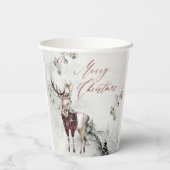Gobelets En Papier Scène de Noël magique Bois rustique Cerf (Verso)