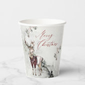Gobelets En Papier Scène de Noël magique Bois rustique Cerf (Recto)