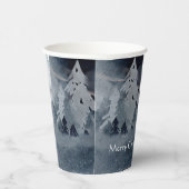 Gobelets En Papier Scène hivernale sombre classique avec renard Noël (Droite)