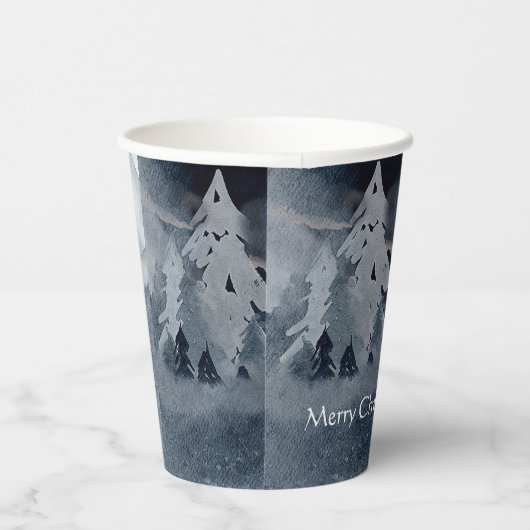 Gobelets En Papier Scène hivernale sombre classique avec renard Noël (Droite)