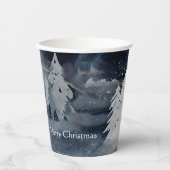 Gobelets En Papier Scène hivernale sombre classique avec renard Noël (Recto)