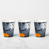 Gobelets En Papier Scène nocturne d'Halloween éffrayante
