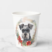 Gobelets En Papier Schnauzer Christmas Wreath Festive Pup (Verso)
