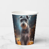 Gobelets En Papier Schnauzer d'Halloween avec la peur Citrouille (Verso)