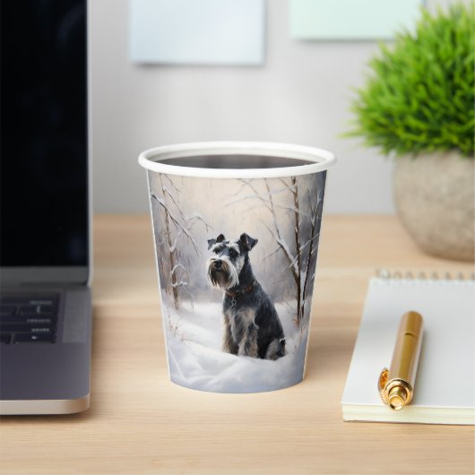 Gobelets En Papier Schnauzer Miniature Laisser neiger Noël (Insitu)