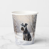 Gobelets En Papier Schnauzer Miniature Laisser neiger Noël (Verso)