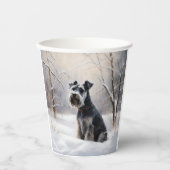 Gobelets En Papier Schnauzer Miniature Laisser neiger Noël (Recto)