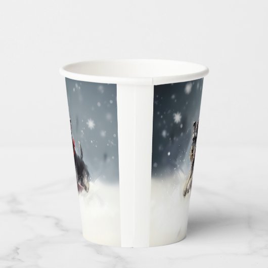 Gobelets En Papier Schnauzer miniature neige de Noël hiver (Droite)