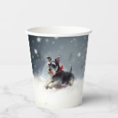 Gobelets En Papier Schnauzer miniature neige de Noël hiver (Recto)