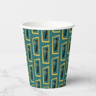 Gobelets En Papier Schrödinger's Cat Mid Century bleu foncé moderne