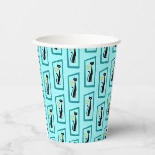 Gobelets En Papier Schrödinger's Cat Mid Century Moderne bleu pâle