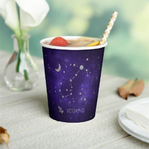 Gobelets En Papier Scorpion violet zodiaque Horoscope d'astrologie