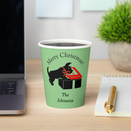 Gobelets En Papier Scottie Dog Christmas Personnalisé Paper Party Cup (Insitu)