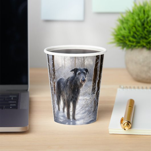 Gobelets En Papier Scottish Deerhound Laissez-le neiger Noël (Insitu)