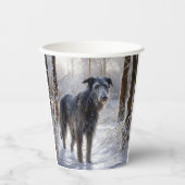 Gobelets En Papier Scottish Deerhound Laissez-le neiger Noël (Recto)