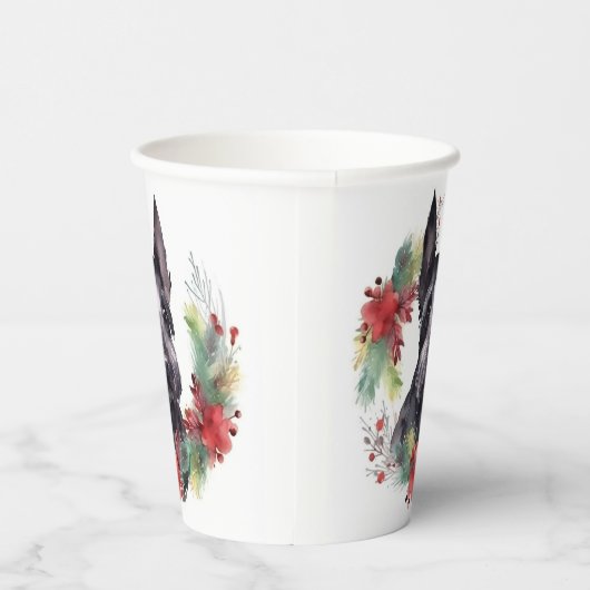 Gobelets En Papier Scottish Terrier Christmas Wreath Festive Pup (Droite)