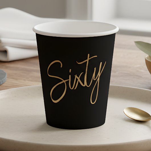 Gobelets En Papier Script 60e Anniversaire Noir