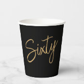 Gobelets En Papier Script 60e Anniversaire Noir (Recto)