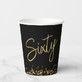 Gobelets En Papier Script 60e Anniversaire Noir Or (Verso)
