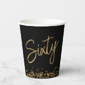 Gobelets En Papier Script 60e Anniversaire Noir Or (Recto)
