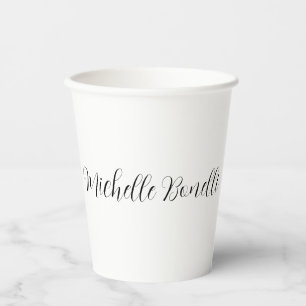 Gobelets En Papier Script classique élégant Ajouter votre nom Plain