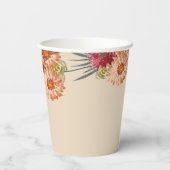 Gobelets En Papier Script de Baby Shower Fleur Peach Aquarelle (Verso)