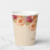 Gobelets En Papier Script de Baby Shower Fleur Peach Aquarelle (Droite)