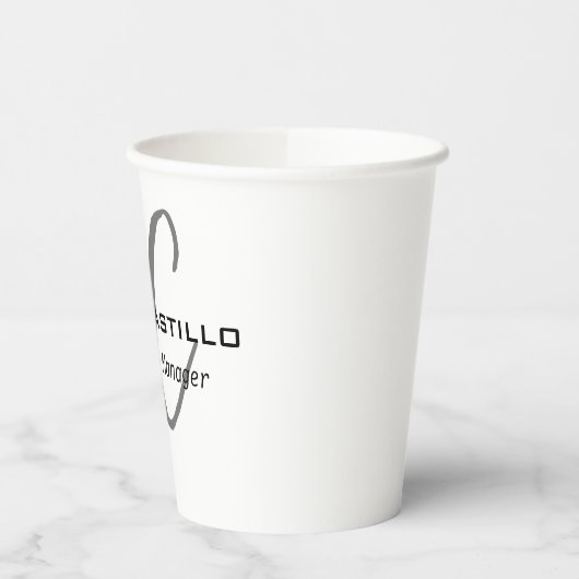 Gobelets En Papier Script de calligraphie Monogramme moderne professi (Gauche)