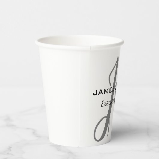 Gobelets En Papier Script de calligraphie Monogramme moderne professi (Droite)