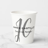 Gobelets En Papier Script de calligraphie Monogramme moderne professi (Recto)