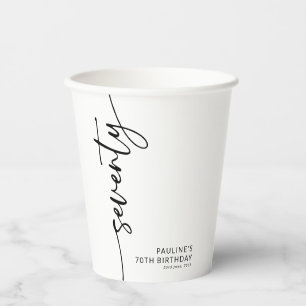 Gobelets En Papier Script Élégant 70e Anniversaire