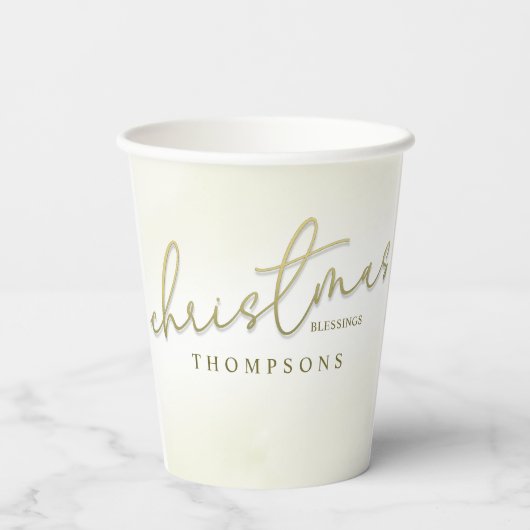 Gobelets En Papier Script Gold de Noël (Verso)